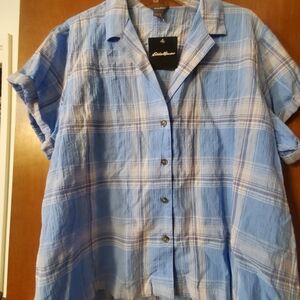 **LAST CHANCE**Eddie Bauer Blue and White Plaid Shirt